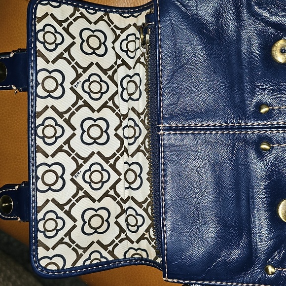 Rafe Blue Faux Leather Double Buckle Clutch Wallet - Picture 3 of 7